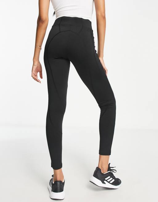 Threadbare Fitness gym leggings with stitch detail in black