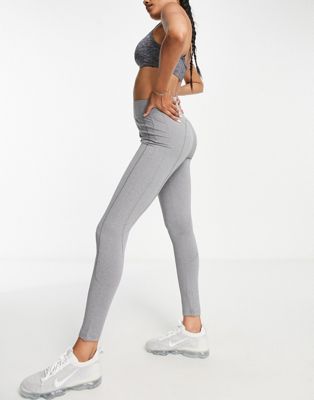 Threadbare Fitness gym leggings with stitch detail in grey marl