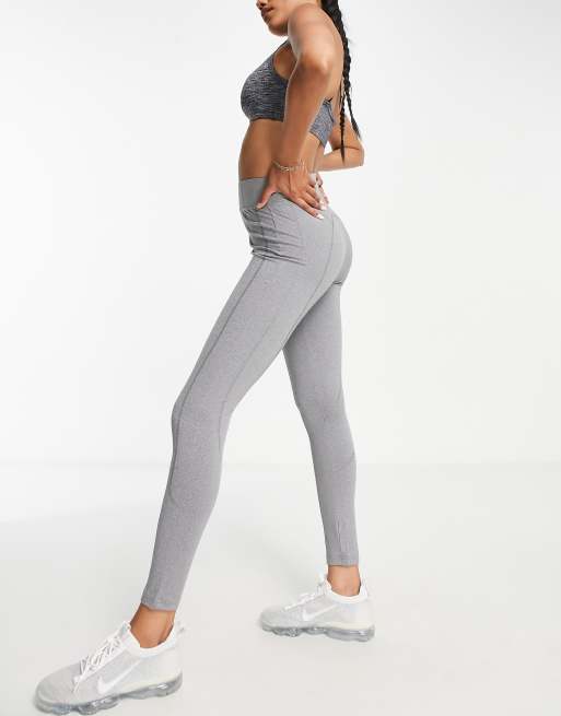 Threadbare Tall Threadbare Fitness Tall gym leggings with stitch detail in  grey marl 