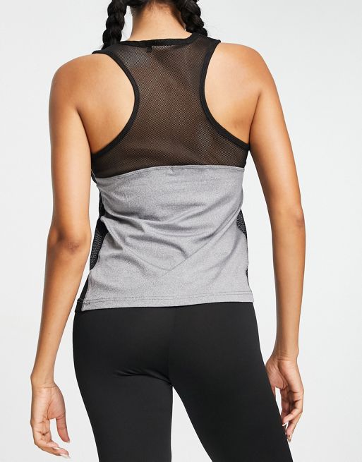 Threadbare Fitness gym long sleeve crop top with mesh insert in black