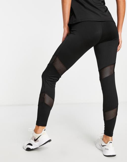 Legging de fitness pour femme en noir avec filet