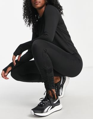 Threadbare - Fitness - Legging de sport d'ensemble froncé et noué sur les côtés - Noir