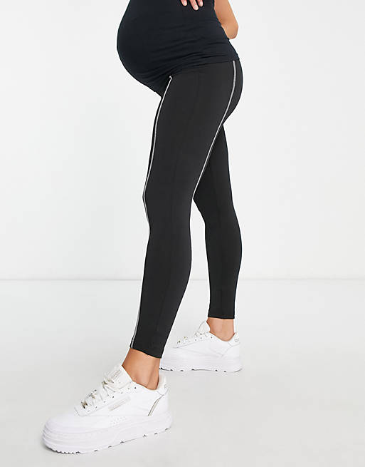 Threadbare Fitness Maternity gym leggings with contrast stitching