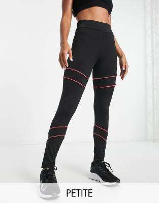 Threadbare Fitness Petite - Sportleggings in Schwarz mit farblich abgesetzter Paspelierung