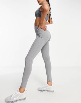 Threadbare Fitness - Sportleggings in Kalkgrau mit Ziernaht