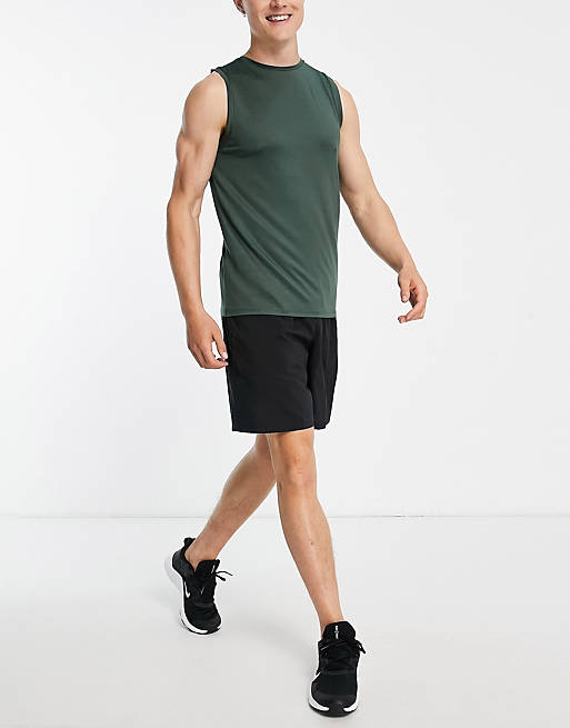Uomo Abbigliamento da T-shirt da T-shirt senza maniche Canotta kaki da Uomo di ASOS in Verde 
