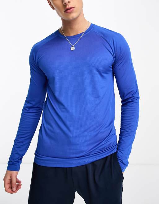 Threadbare - Fitness - Trainingstop met lange mouwen in middenblauw