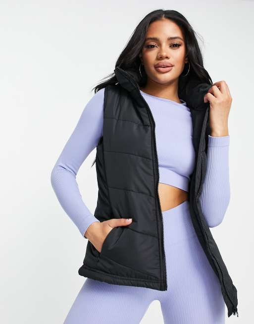Threadbare – Fitness – Wattierte Laufweste in Schwarz