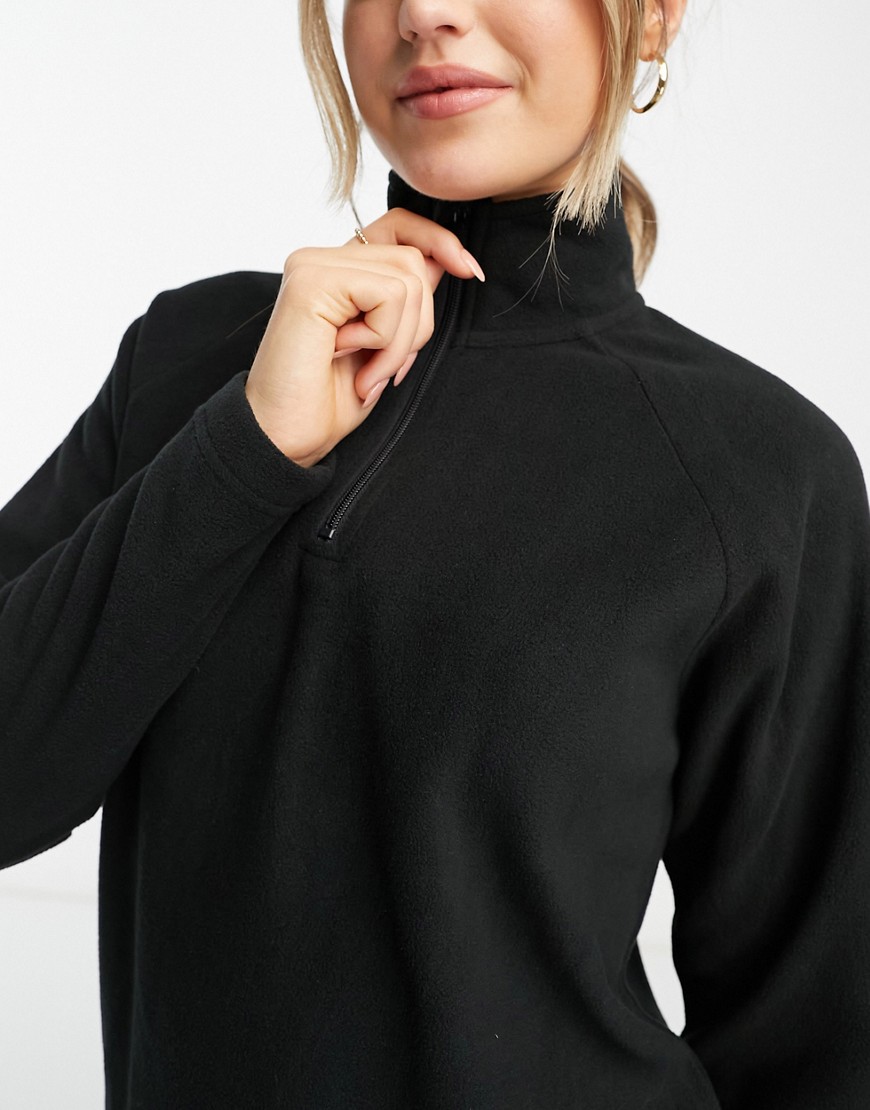 Fitness zip through fleece in black