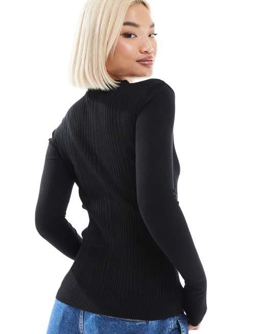 Threadbare fitted turtleneck jumper in black ASOS