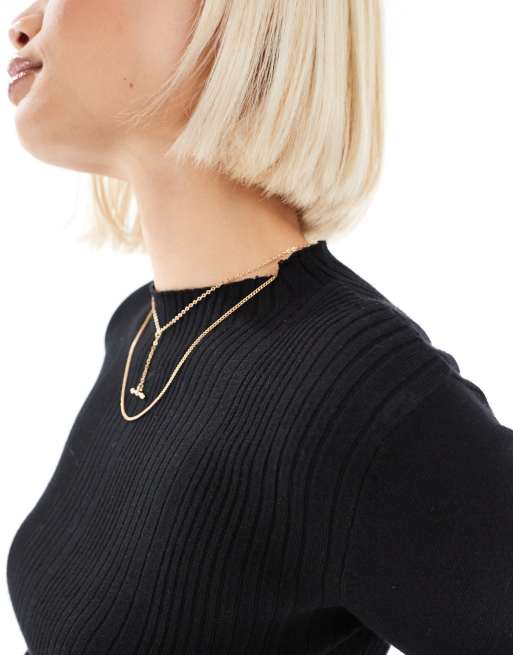 Threadbare fitted turtleneck jumper in black