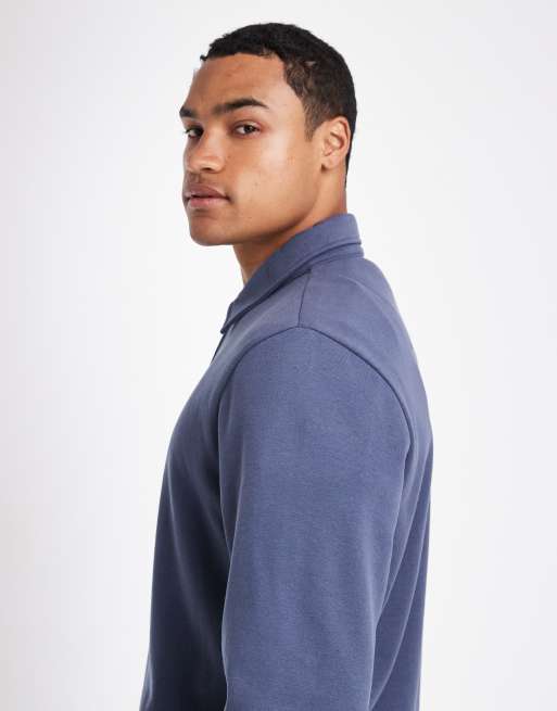 Threadbare – Fleece-Sweatshirt in Blau mit kurzem Reißverschluss, 4 von 5