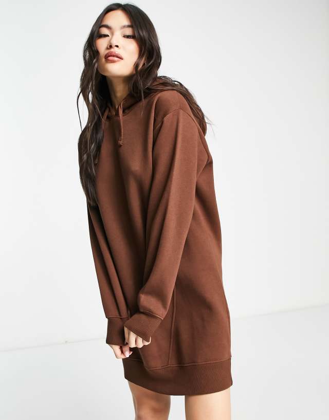 Threadbare - floyd hoodie mini dress in chocolate brown