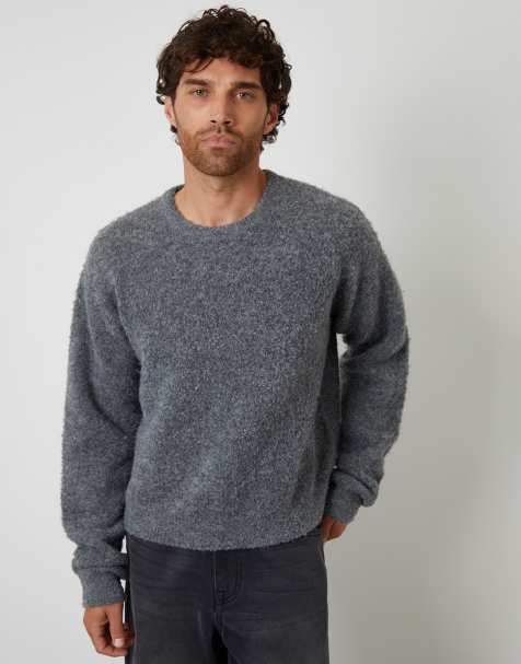 Threadbare Fluffy knit crew neck jumper in grey - view 1