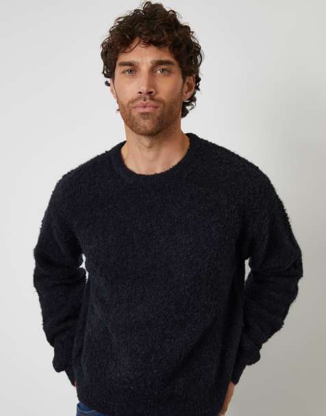 Threadbare Fluffy knit crew neck jumper in navy - view 1