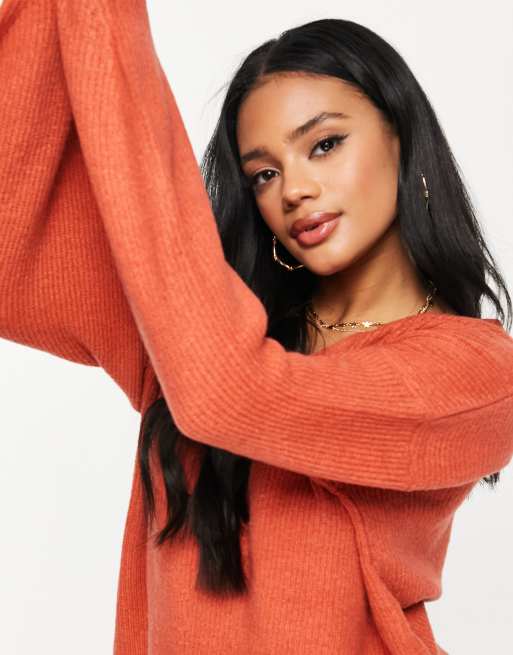 Threadbare fluffy knit jumper in ginger spice, 3 of 4