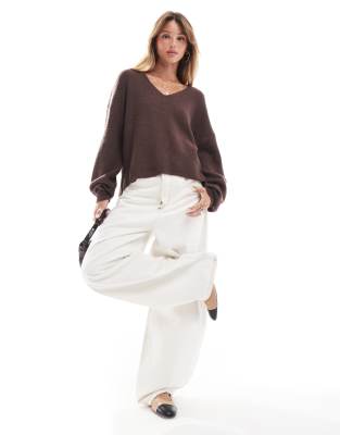Threadbare Fluffy V-neck Slouchy Sweater