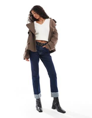 Threadbare Fluffy V Neck Slouchy Sweater In White