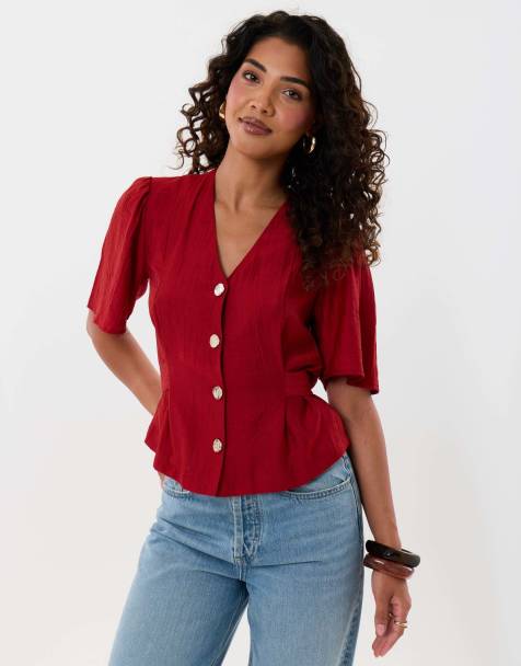 Threadbare Flutter sleeves top in red - view 1