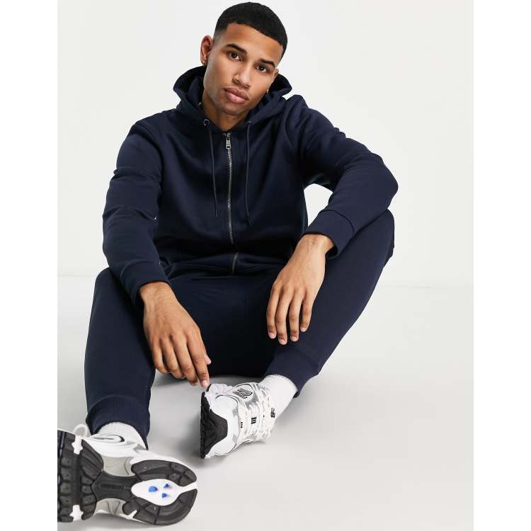 Blue Cybernetic Zip-up Hoodie and Joggers Set Tracksuit 