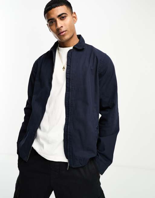 Threadbare full zip shacket in navy