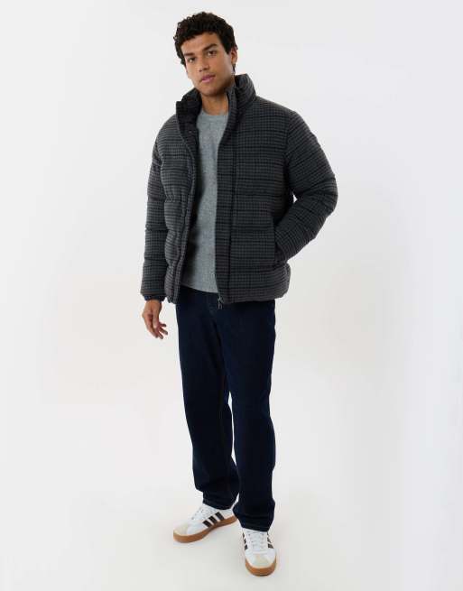 Threadbare Funnel neck puffer coat in charcoal grey, 3 of 5