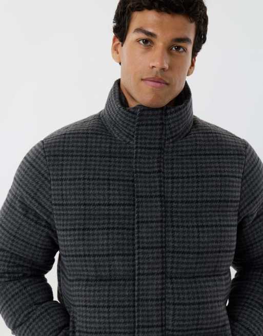 Threadbare Funnel neck puffer coat in charcoal grey, 4 of 5