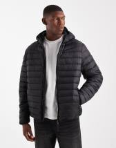 ONLY & SONS zip up padded jacket in black