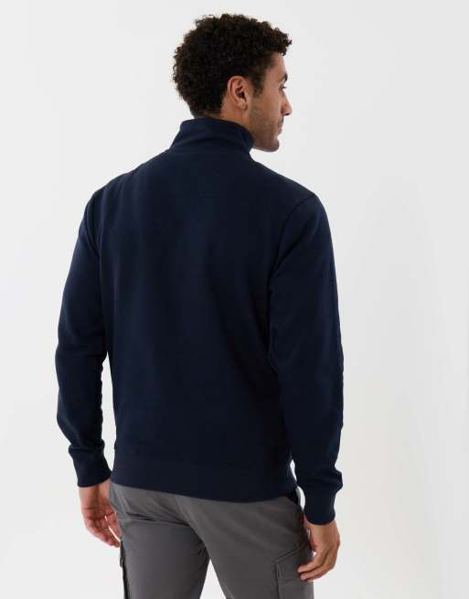 Threadbare Funnel neck quarter zip sweatshirt in navy, 2 of 4