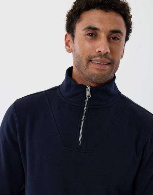 Threadbare Funnel neck quarter zip sweatshirt in navy, 3 of 4