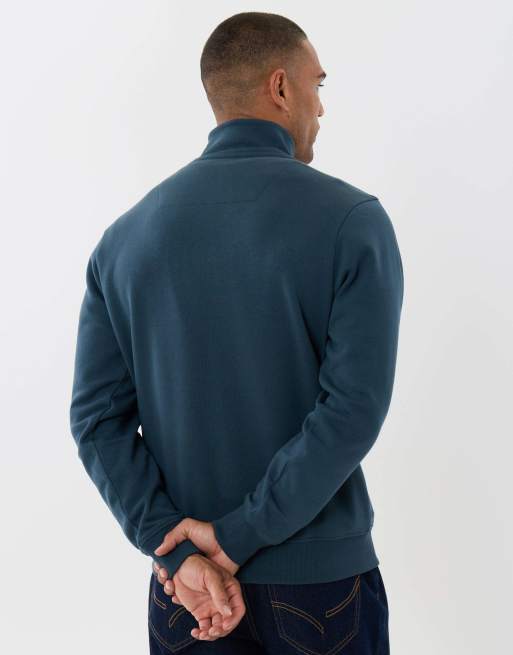 Threadbare Funnel neck quarter zip sweatshirt in teal green, 2 of 4