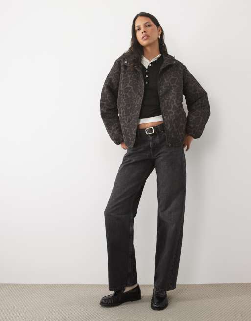 Threadbare funnel neck rain jacket with elasticated hem in leopard print, 2 of 4