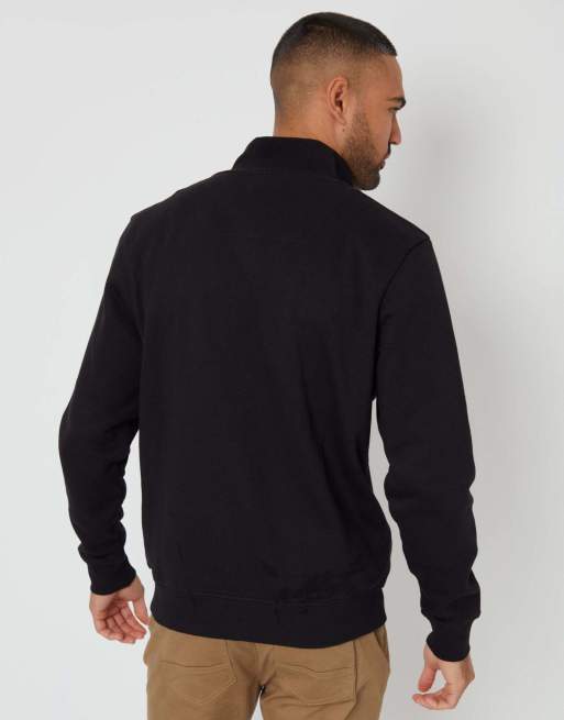 Threadbare Funnel neck zip through sweatshirt in black, 2 of 4