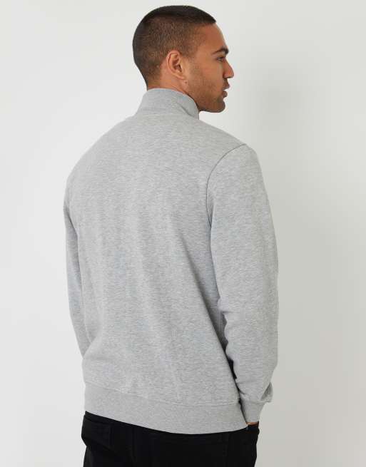Threadbare Funnel neck zip through sweatshirt in light grey, 2 of 4