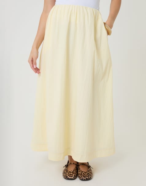 Threadbare Gathered waist maxi skirt in yellow - view 1