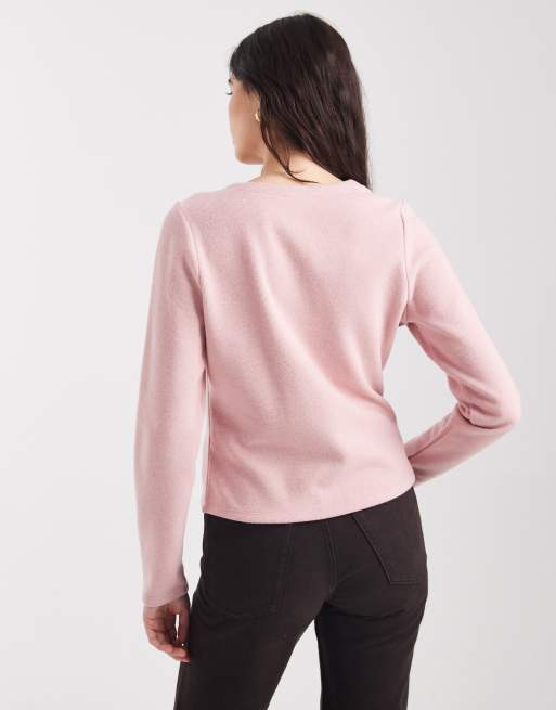 Threadbare - Gebreid vest met knoopsluiting in roze, 4 van 4