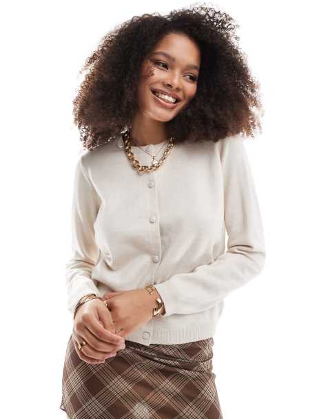 Threadbare - Gebreid vest met knopen in gebroken lichtbeige - view 1