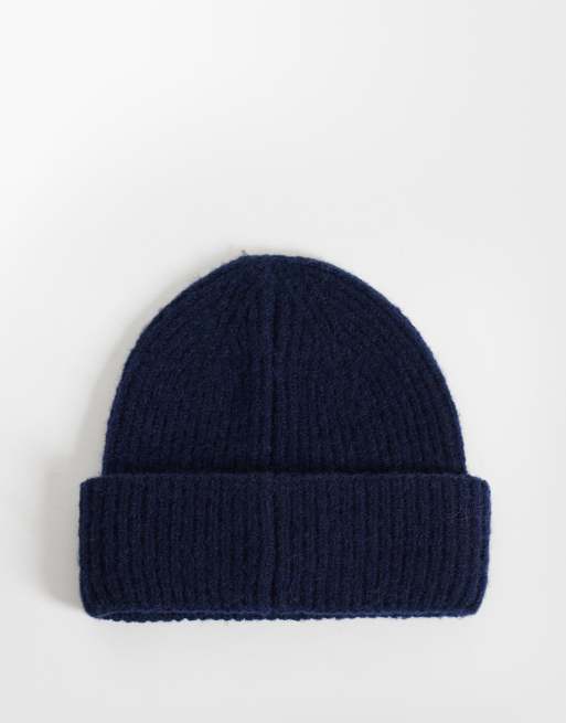 Threadbare gebreide beanie in marineblauw, 3 van 3
