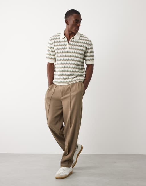 Threadbare - Gebreide polotop met korte rits, korte mouwen en zigzagprint, 3 van 5