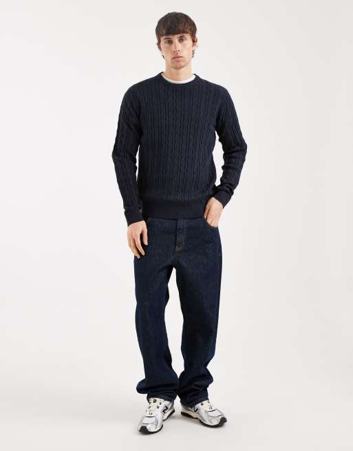 Threadbare - Gebreide trui met ronde hals in marineblauw, 2 van 5