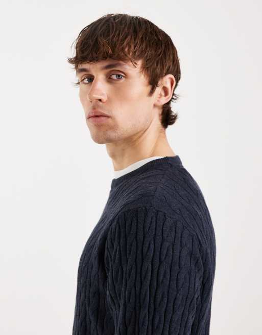 Threadbare - Gebreide trui met ronde hals in marineblauw, 4 van 5