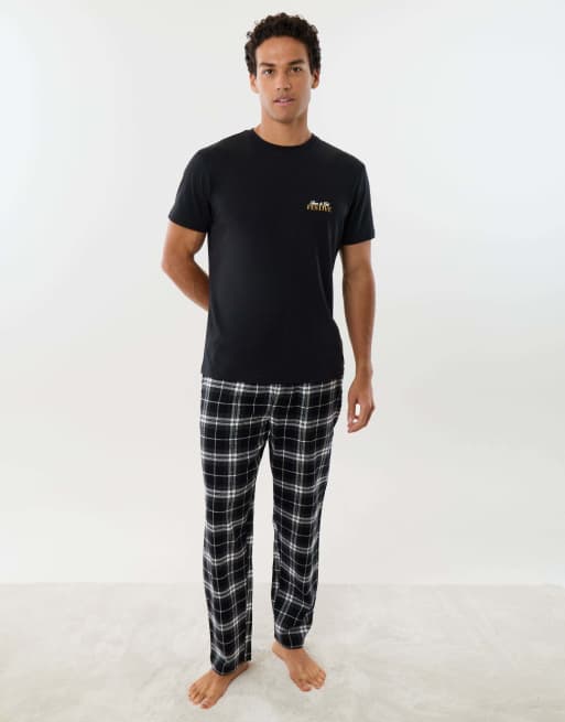Threadbare Get festive christmas pyjama set in black, 3 of 4