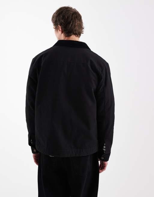 Threadbare - Giacca barn in tela nera con zip sul davanti, 3 di 5