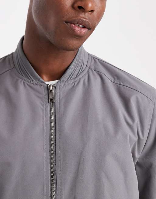 Threadbare - Giacca bomber grigio ardesia con tasche e chiusura con zip, 5 di 5
