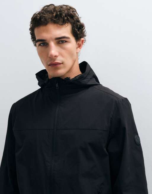 Threadbare giacca con cappuccio in ripstop resistente alla pioggia nera, 4 di 5