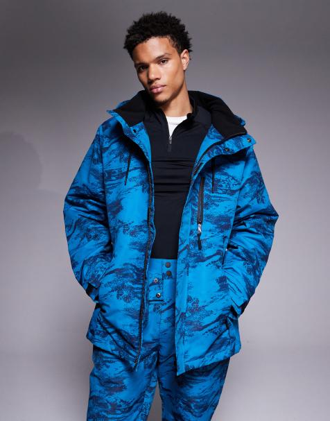 Threadbare - Giacca da sci con zip e stampa color blu e blu navy - view 1