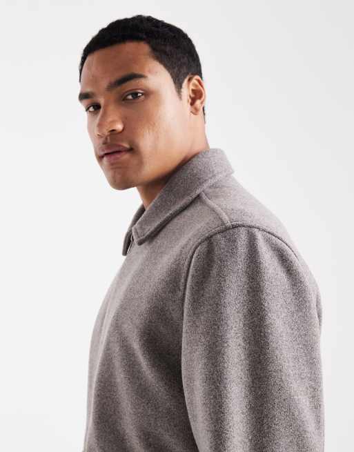 Threadbare - Giacca effetto lana color talpa con colletto e zip sul davanti, 4 di 5
