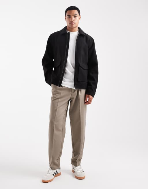 Threadbare - Giacca effetto lana nera con colletto e zip sul davanti, 2 di 5