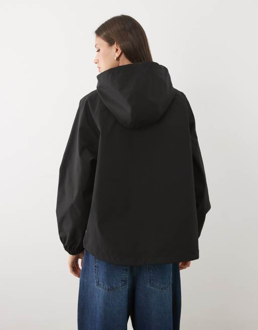 Threadbare - Giacca impermeabile corta nera con cappuccio, 4 di 4