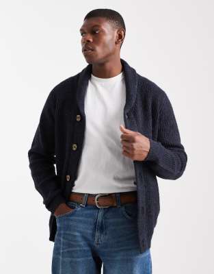 Threadbare - Gilet à détail châle - Bleu marine